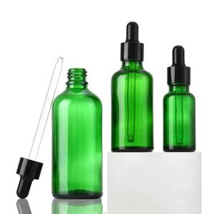 Bouteilles en verre de support d'huile cosmétique vert de haute qualité 5ml-100ml pour crème et sérum de soin de la peau - Product Image 3