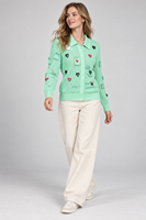 Chemises à col en tricot boutonnées sur mesure pour femmes, cardigan en jacquard en forme de cœur, vêtements en tricot décontractés, fabricant en gros