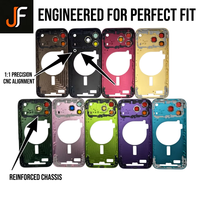 Boîtier de châssis intermédiaire en alliage d'aluminium coloré JF Brand pour iPhone 17 Pro Max, design barre, kit de conversion couleurs pastel et audacieuses