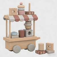 Jouet de train à dessert en bois intelligent, empilable, fait main, avec logo personnalisé, OEM, pour enfants de 1 an et plus, jouets éducatifs