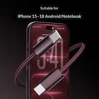 Model Baru Terlaris untuk 18 Kabel Data Tembaga Murni Berlapis Tipe-C 60W Warna Merah Ceri yang Kompatibel dengan Seri iPhone 18 Pengisian Cepat.