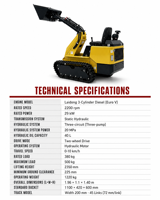 Mini Crawler Skid Steer Loader untuk Lanskap Taman, Loader Kecil Beroda Karet dengan Bucket, Pallet Fork, dan Earth Auger