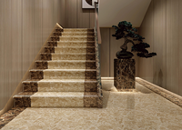Vente en gros de carreaux d'aspect marbre brun rouge Offre Spéciale moderne carreaux de marches d'escalier en ensemble complet prix bon marché