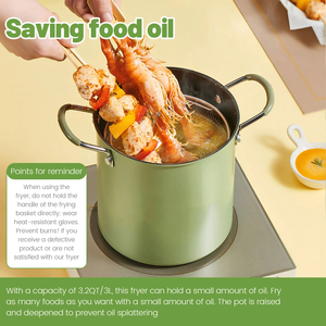 Small Deep Fryer <strong>Pot</strong> With Basket Mini Deep Oil Fryer Kitchen Gadgets for Home Tempura Chips Fries <strong>Fish</strong> Chicken 3L - Product Image 6