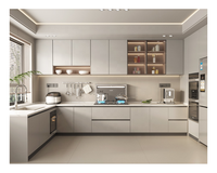 Armoire de cuisine en acier avec porte vitrée coulissante, design moderne, en promotion