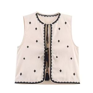 Nuevo Chaleco de Moda Otoñal para Mujer, Bordado, Estilo Susui, Cuello Redondo, Sin Mangas, Chaleco Corto Vintage - Product Image 2
