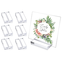 Portacarteles de acrílico transparente de doble cara, soporte de exhibición tipo carpa de mesa, soporte para letreros con ranura para menús, números de mesa, tarjetas de lugar navideñas