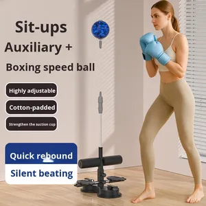 Nouvel appareil d'entraînement abdominal 2-en-1 Yongkang : aide à la position couchée avec double ventouse en cuir et ballon de boxe, équipement de fitness intérieur avec corde de traction - Product Image 2