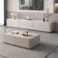 Table basse et meuble TV combinés, design moderne et épuré, haut de gamme, sur pied, pour mobilier de maison, ensemble minimaliste pour salon