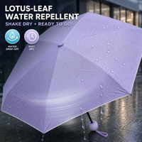 Mini parapluie capsule 5 plis en pongé, protection UV, imperméable, compact, portable, pour femme, extérieur, logo personnalisé, fabricant OEM