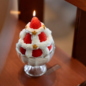Cream Strawberry Tower Scented Candle Fruit Mousse <b>Cup</b> Handmade Creative Birthday Gift Souvenir - Product Image 4