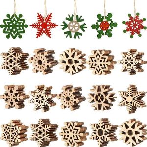 Wooden <b>Snowflake</b> Hanging Ornament Small 2-4 Inch Cartoon Christmas Tree <b>Decoration</b> Environmental Protection Material Laser Cut - Product Image 4