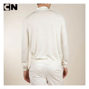 Pull en laine mérinos extrafine de luxe pour homme, certifié GRS, logo personnalisé, pull à demi-zip tricoté, pull d'hiver - Product Image 3