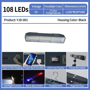 Rechargeable <b>LED</b> Work Light Type-C USB Charging Emergency Tube Lamp with Power Bank LCD Power Display & Strong Magnet - Product Image 4