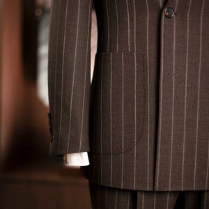 <span class=keywords><strong>Costume</strong></span> en laine rayé marron croisé pour <span class=keywords><strong>homme</strong></span>, sur <span class=keywords><strong>mesure</strong></span>, en crin de cheval naturel de haute qualité, semi-entoilé/entoilé intégral/entoilé thermocollé - Product Image 4