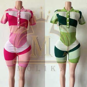 2024 nuova moda tute da <span class=keywords><strong>donna</strong></span> a righe in maglia a maniche corte tute aderenti da <span class=keywords><strong>donna</strong></span> Casual tute da <span class=keywords><strong>donna</strong></span> - Product Image 6