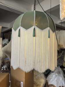 Lampade <span class=keywords><strong>a</strong></span> <span class=keywords><strong>Sospensione</strong></span> per Ristoranti, <span class=keywords><strong>Paralume</strong></span> in Tessuto Moderno con Frange, Illuminazione LED in Stile Retrò per Arredamento Casa e Matrimoni - Product Image 2