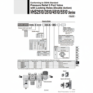 Válvula de control neumática SMC, válvula de alivio de 3 puertos, VHS3510-03A-BS - Product Image 1