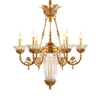 Lampe baroque classique en laiton Zhongshan Light Style européen Lampes suspendues simples Lustre en verre Éclairage suspendu vintage