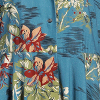 Robe longue plissée bleu sarcelle à manches trois-quarts avec imprimé botanique intégral et col cranté - Fournisseur vérifié du Guangdong, Chine