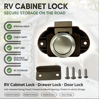 Serrure à bouton-poussoir pour armoire de camping-car, trou rond de 26 mm, panneau de 15-18 mm, loquet sans clé en ABS pour caravane, camping-car, OEM