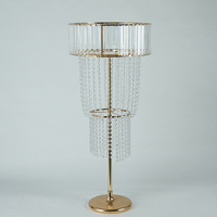 Zhuoyun Usine Directe Décoration De Table Pendentif En Cristal Fleur Stand Or Métal Pièce Maîtresse De Mariage