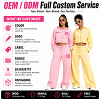 Ensemble de survêtements personnalisés OEM ODM avec logo brodé, sweat à capuche et pantalon de survêtement à demi-zip, ensemble de survêtements en coton de haute qualité pour femmes