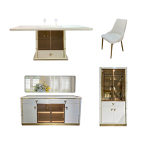 Ensemble de salle à manger moderne en bois blanc, design complet, 4 à 6 chaises, meubles de maison, ensemble de table à manger en bois de luxe complet