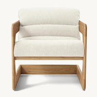 Fauteuil en bois rembourré de style moderne du milieu du siècle, chaise de salon avec coussin