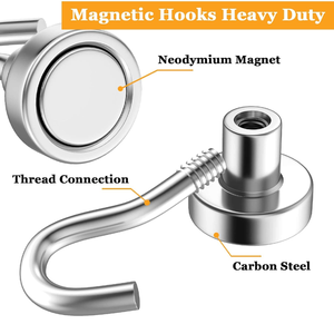 Wholesale Metal 304SS Aluminum 80 Lbs Heavy Duty Strong <strong>Magnet</strong> Screw Wall Hooks With Nuts for Hanging Home Furniture - Product Image 2
