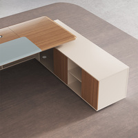 Bureau de direction en bois personnalisé au design moderne, bureau de luxe en forme de L pour PDG, patron, usine, bureau de travail
