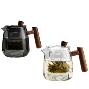 <span class=keywords><strong>Teiera</strong></span> in Vetro Borosilicato da 450ml con Manico in Legno e Infusore, Adatta <span class=keywords><strong>per</strong></span> Fornelli Elettrici e in Ceramica - Product Image 2