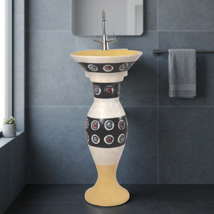 Lujoso Lavabo de Pedestal de Diseño Moderno del Suroeste, Lavamanos de Cerámica para Hogar, Hospital, Baño, Villa, Centro Comercial - Product Image 1