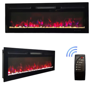 Chimenea Eléctrica Decorativa Integrada con <span class=keywords><strong>Llamas</strong></span> de Siete Colores, 700 mm, Negra, Control Remoto, Ahorro de Energía, Calefacción, Uso en Hoteles, Estilo Francés - Product Image 1