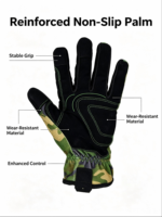 Gants en polyester camouflage vert HAIYI avec sangle de poignet réglable, doigts entiers, antidérapants, protection UV, pour le cyclisme et les sports de plein air