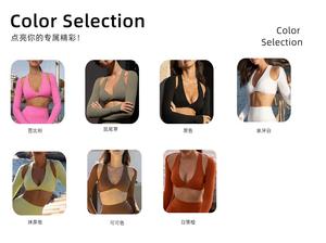 Completo Sportivo da Donna <span class=keywords><strong>2</strong></span> Pezzi, Top Corto a Maniche Lunghe con Dettaglio Intrecciato e Pantaloni a Vita Alta, Abbigliamento Traspirante per Yoga e Palestra - Product Image 3