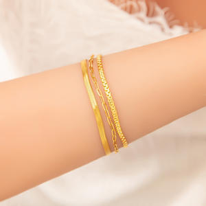 Stainless Steel 18K Gold Plated <b>Bracelet</b> <b>Snake</b> Bone <b>Chain</b> Geometric Design For Women Jewelry Gift - Product Image 3