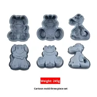Nouveau moule à gâteau en silicone en forme de dinosaure, ensemble de trois pièces, outils de cuisson écologiques