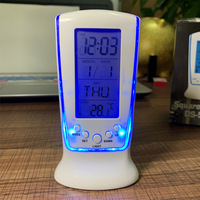 Jam Alarm Digital dengan lampu latar biru Promosi Kantor hadiah jam meja Despertador Reloj logo kustom harga murah