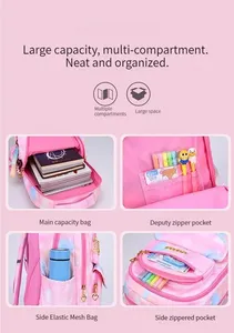 Sac à dos scolaire en nylon coloré à motif de dessin animé, trè<span class=keywords><strong>s</strong></span> tendance, imperméable, pour filles et enfants du primaire, vente en gros disponible - Product Image 5