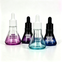 Botol Kosmetik Kaca Kosong Mewah 15ml 30ml 50ml Bentuk Kerucut untuk Perawatan Kulit, Minyak Kutikula, Krim Mata, Minyak Jenggot & Rambut, dengan Pipet