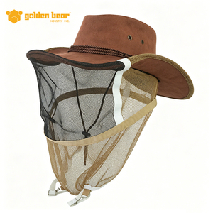 Sombrero de Apicultura Estilo Vaquero Marrón con Velo de Malla para Protección en Apicultura - Product Image 3