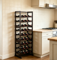Étagère à vin en bambou naturel à 9 niveaux, support de rangement et de présentation pour cuisine et salon, grande capacité