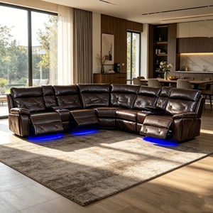 Canapé de salon ergonomique <span class=keywords><strong>Frank</strong></span> à 6 places avec éclairage LED pour les grands rassemblements familiaux et les espaces sociaux - Product Image 1
