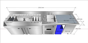 クリエイティブなスタイルでカスタマイズ可能な1500Wステンレス製冷蔵食品カウンター、曲線デザインのカクテルステーション（グローバルバー向け） - Product Image 4