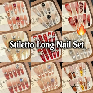 <span class=keywords><strong>Uñas</strong></span> Postizas Largas Stiletto, 10 Piezas, Hechas a Mano, de Lujo, PMMA, Transparentes, Brillantes, Aurora, para Mujer, Venta al por Mayor, Calcomanías para <span class=keywords><strong>Uñas</strong></span> OEM - Product Image 1