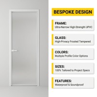 Puerta de Baño AOSTTER con Marco Invisible Minimalista y Vidrio Esmerilado, Puertas Interiores de UPVC Blancas con Apertura Lateral para Apartamentos de Lujo