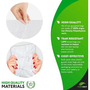 Clear Plastic <b>Bags</b> 5x4x18 Inch Gusseted LDPE Food Grade <b>Packaging</b> <b>Bags</b> for Snacks Gifts Treats - Product Image 3