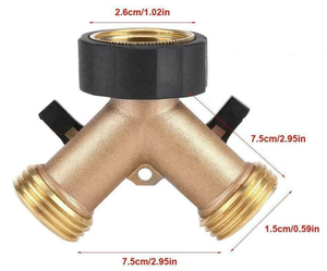 Distribuidor de manguera de 2 vías, distribuidor de irrigación de jardín, convertidor de conector de latón, desviador de tubería de agua de jardín Y tipo - Product Image 1