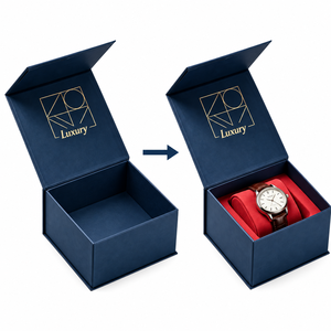Caja de regalo magnética personalizada para reloj, estilo libro, caja de embalaje de papel de lujo para reloj, inserto de terciopelo EVA personalizado, logotipo con estampado en caliente para reloj - Product Image 2
